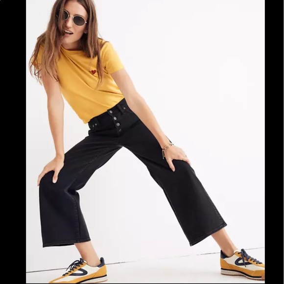 Madewell Denim - MADEWELL Wide-Leg Crop Jeans Black Lunar Wash